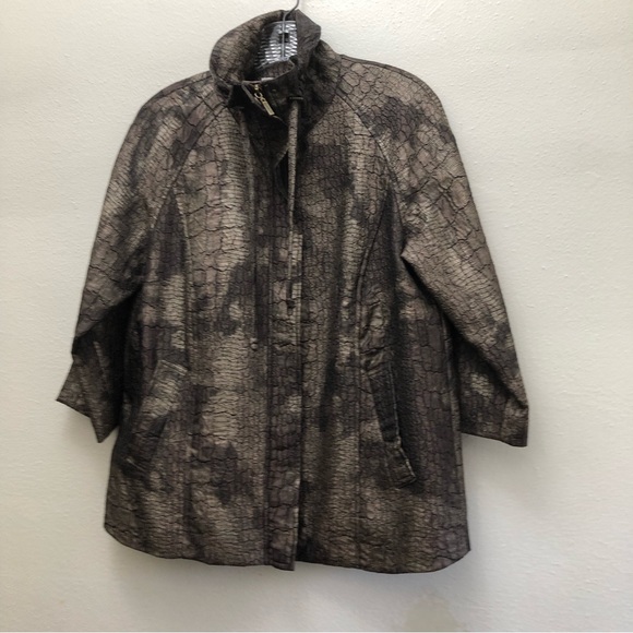 Erin London W Size M Lightweight Brown/Tan 3/4 Sleeve Crocodile Pattern Jacket - Picture 2 of 6
